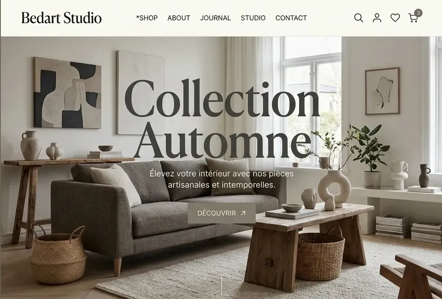 Boutique e-commerce Bedart Studio — décoration et affiches d'art, réalisée par Studio Macarel