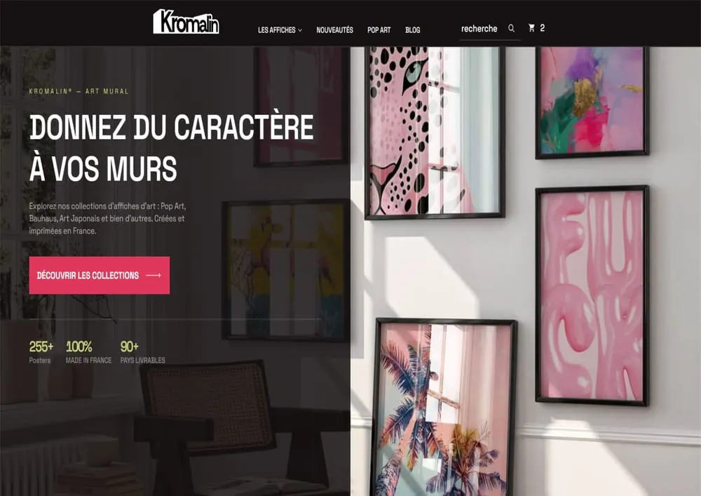 Boutique de posters Kromalin — e-commerce et direction artistique par Studio Macarel